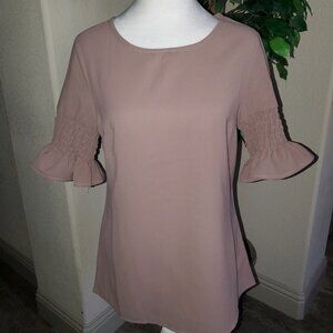 Mikarose Mauve Smocked Sleeve Blouse